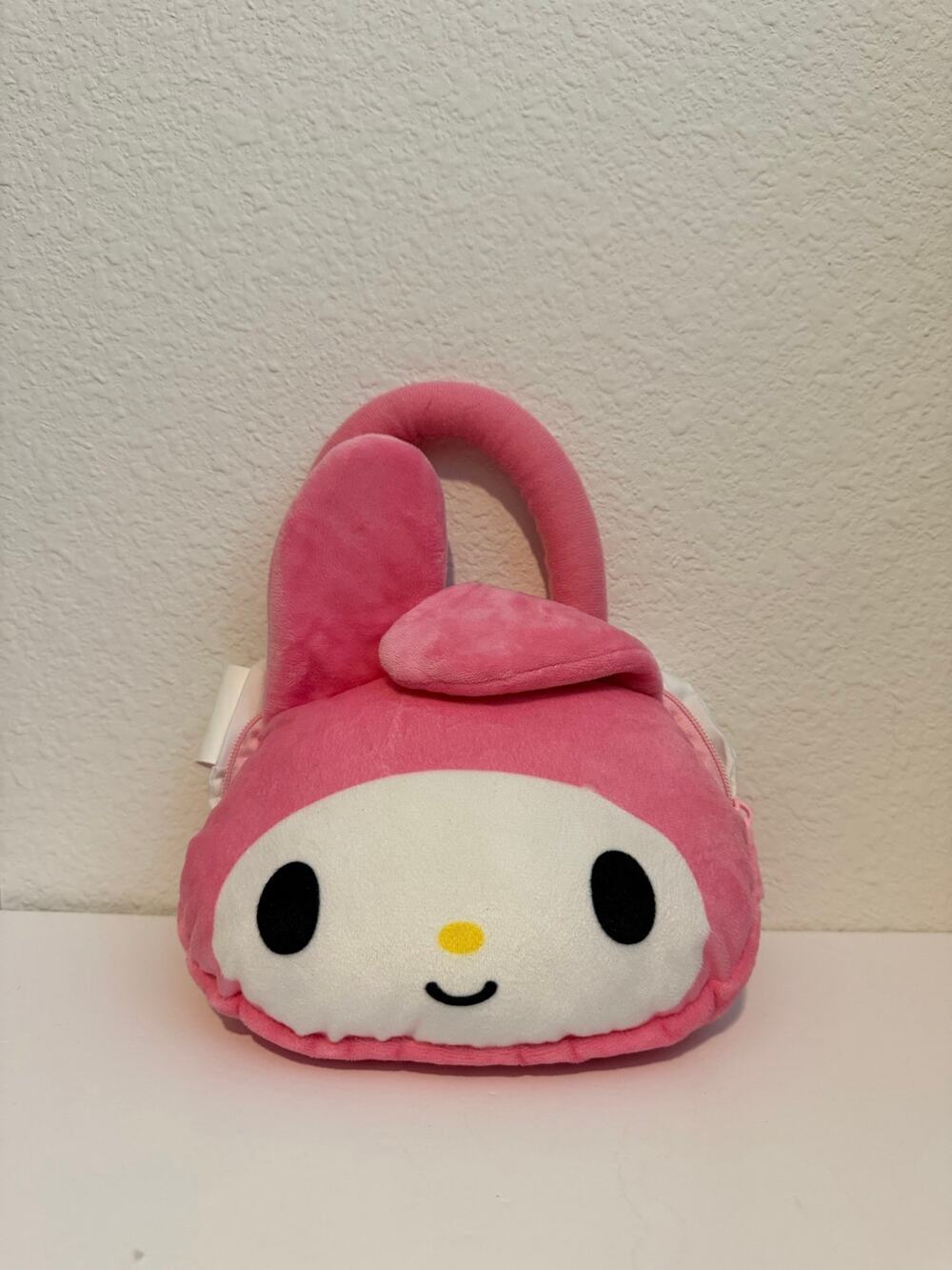 Sanrio My Melody Pink Plush Top Handle Bag Small Lightweight Zip Cartoon